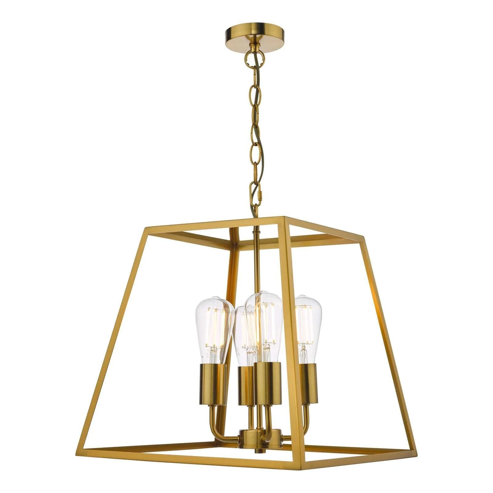 Academy 4Lt Lantern Ceiling Light - Natural Brass/Black IP20