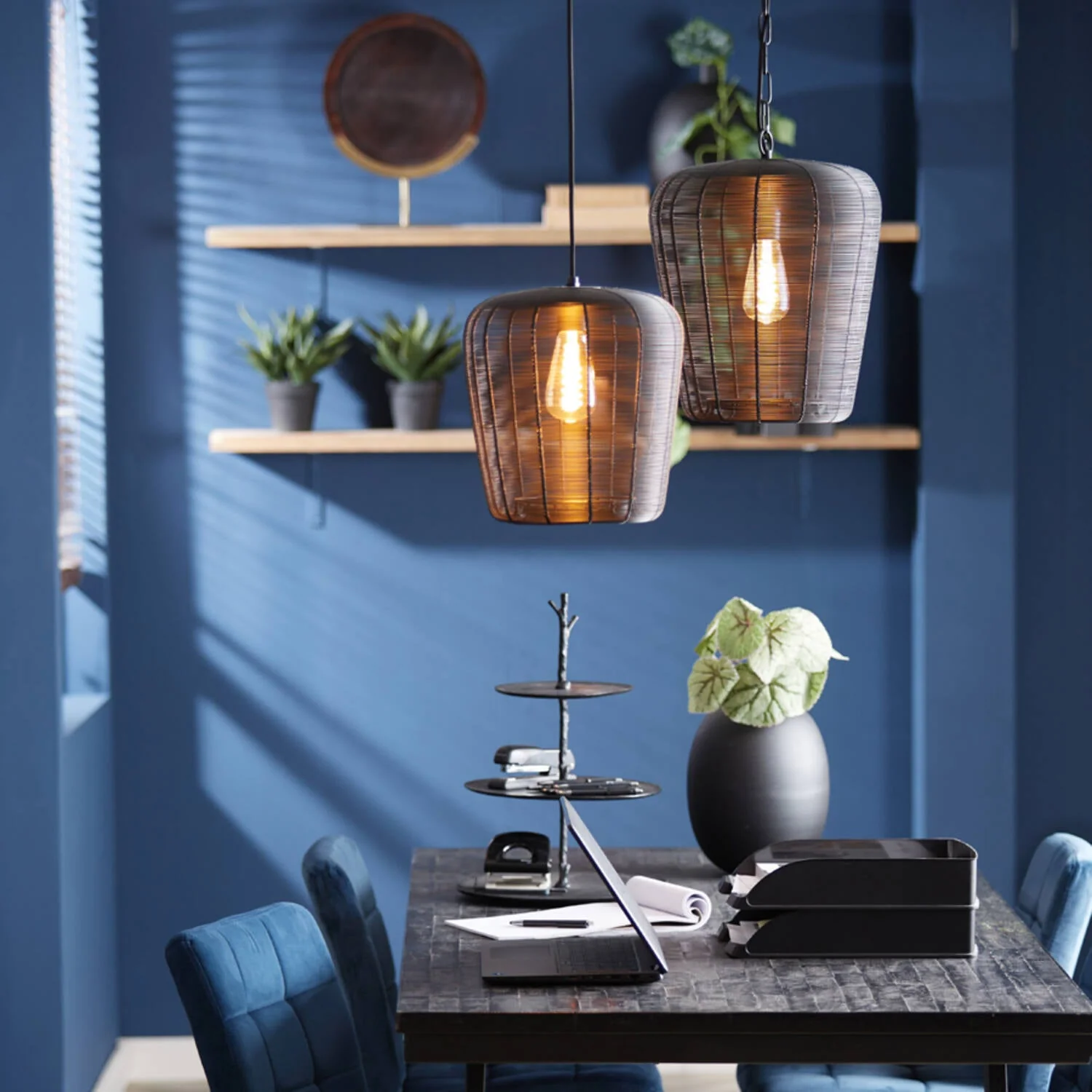 Adeta 1Lt Pendant Matt Black/ Gold - Various Sizes - Image 12