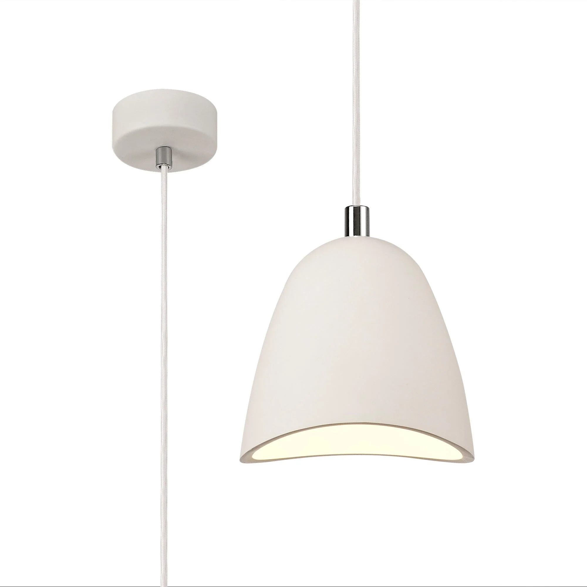 Adnonis Medium Pendant, White Paintable Gypsum