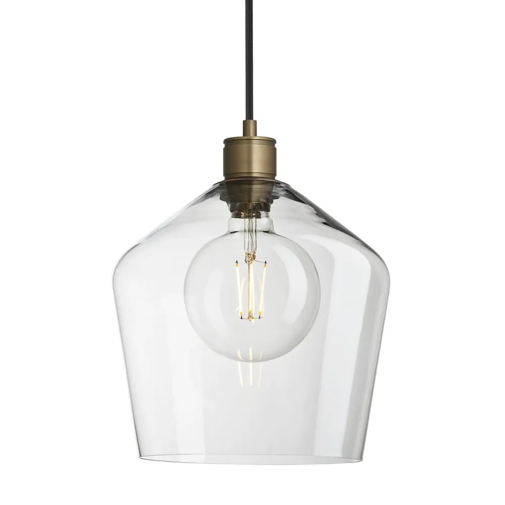 Albany Glass Schoolhouse Pendant Light - Brass/ Bronze w Clear & Mocha Glass Finishes