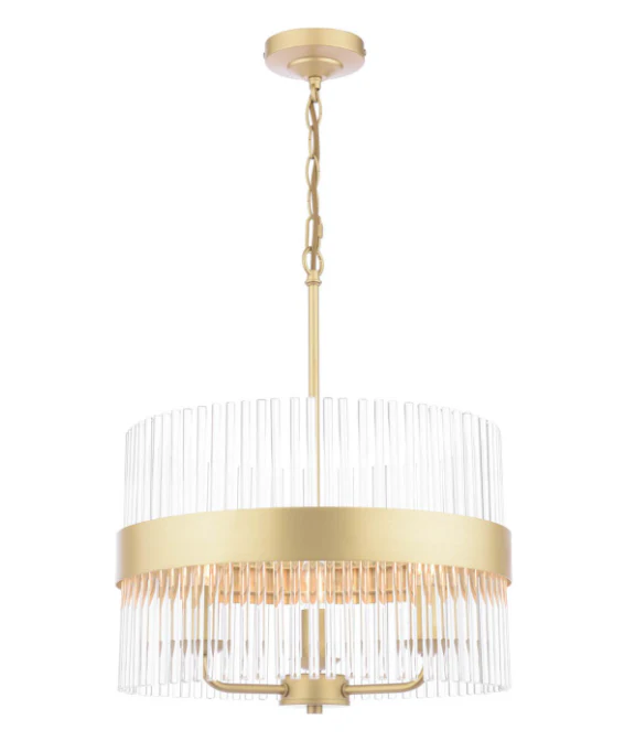 Alexa 3/5 Light Pendant Glass and Matt Antique Brass