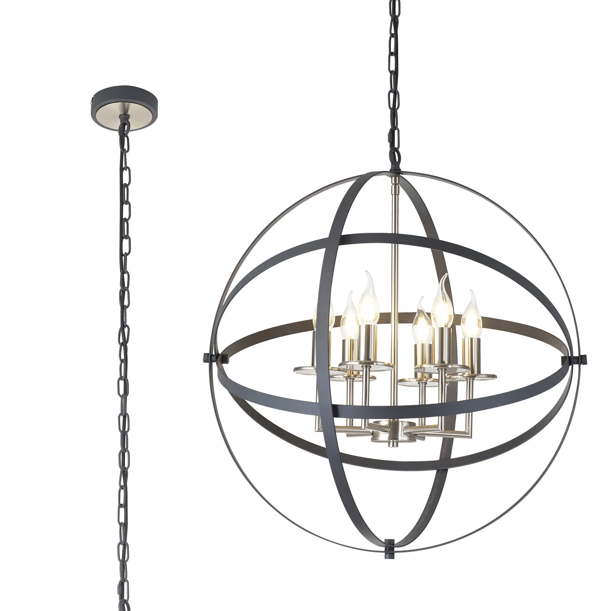Alley Pendant Ceiling Light 3/6/9Lt - Anthracite & Satin Nickel/Black & Gold, IP20