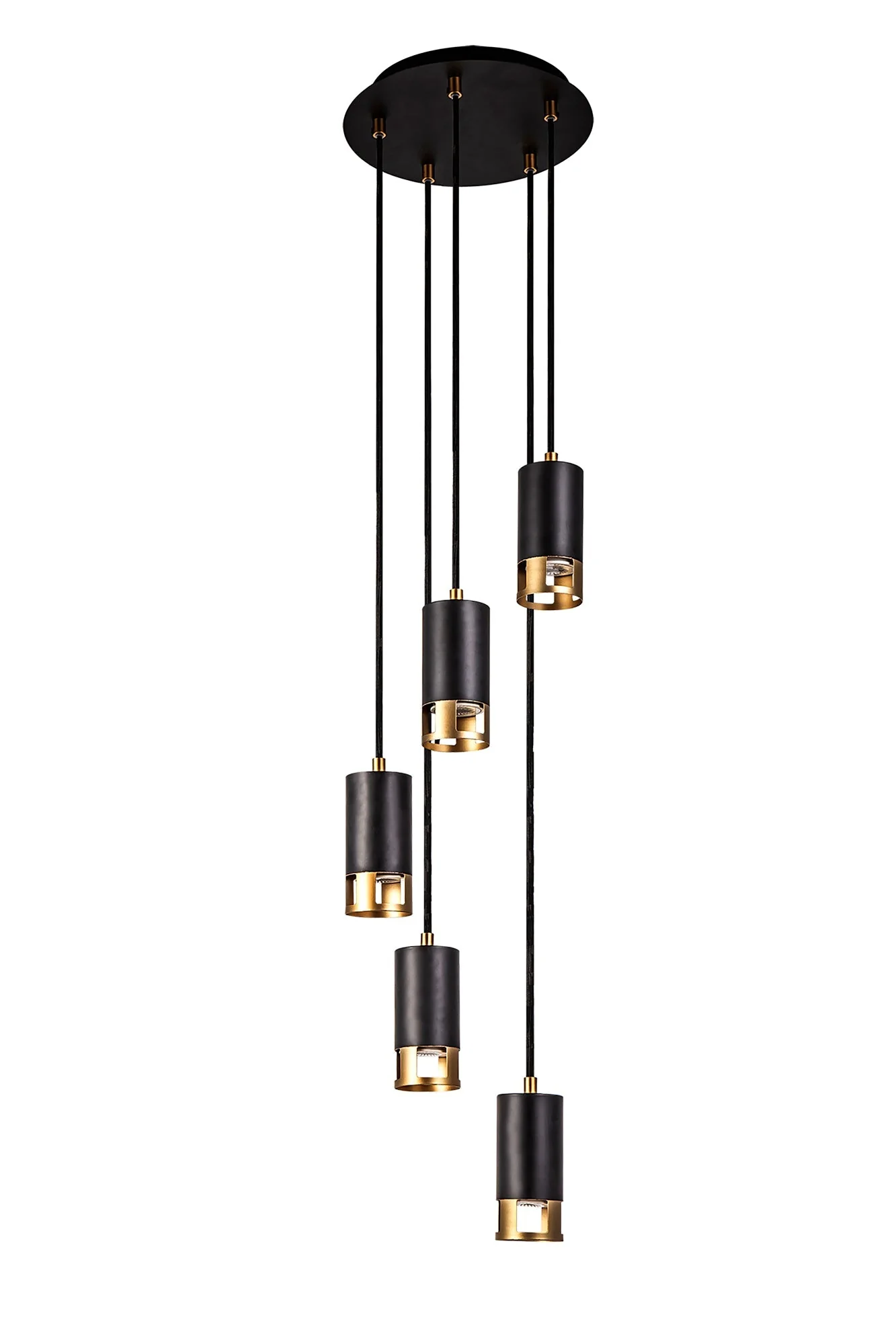 Almera 3/5Lt Round Cluster Ceiling Light GU10, Black & Painted Gold - Image 8