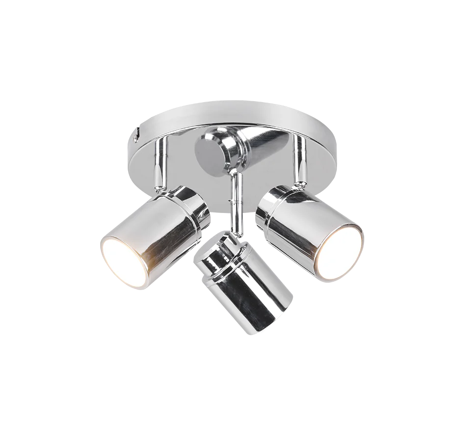 Angelo 3/Lt Plate Spotlight IP44 - Black/Chrome - Image 2