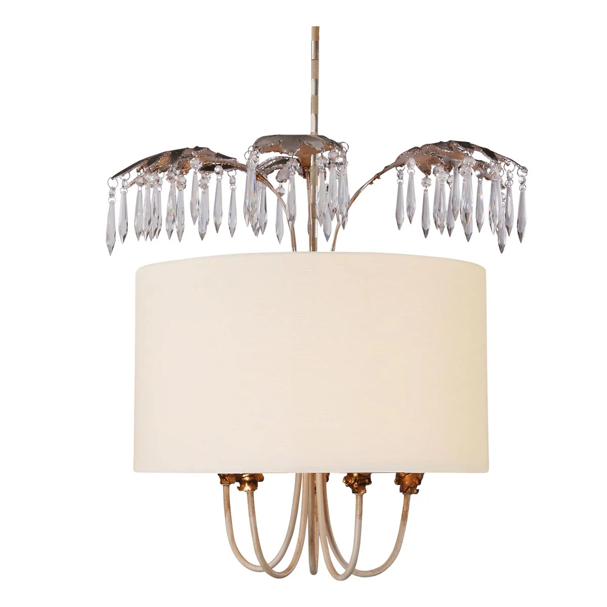 Antoinette 5 Light Pendant - Cream Patina, Gold & Silver Leaf