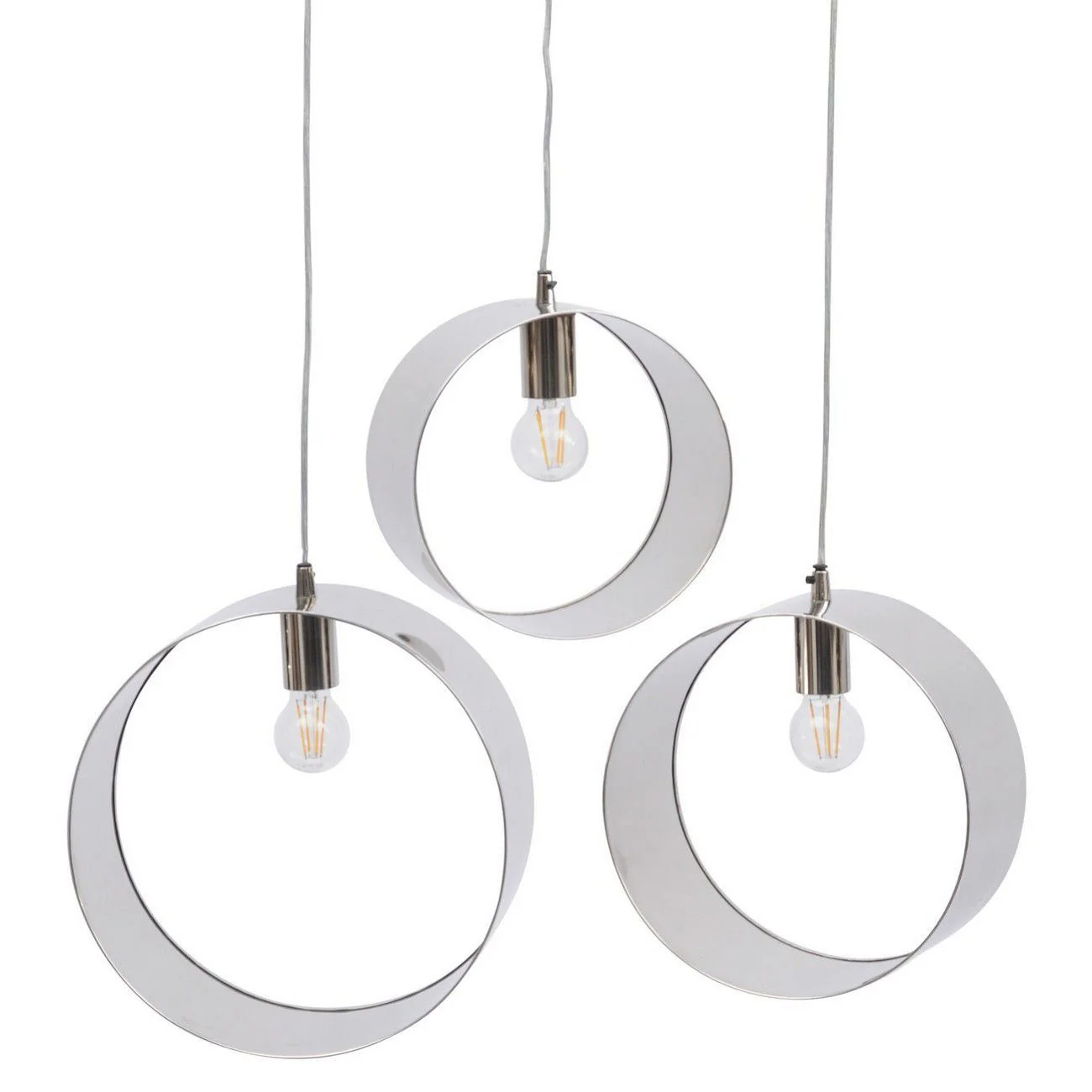Ara Set Of 3 Ring Hanging Lights - Silver/Gold Finish