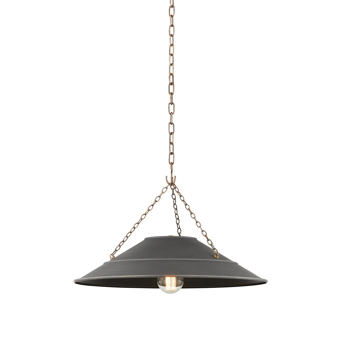 Arcane 1Lt Small/Large Pendant - Brass & Graphite