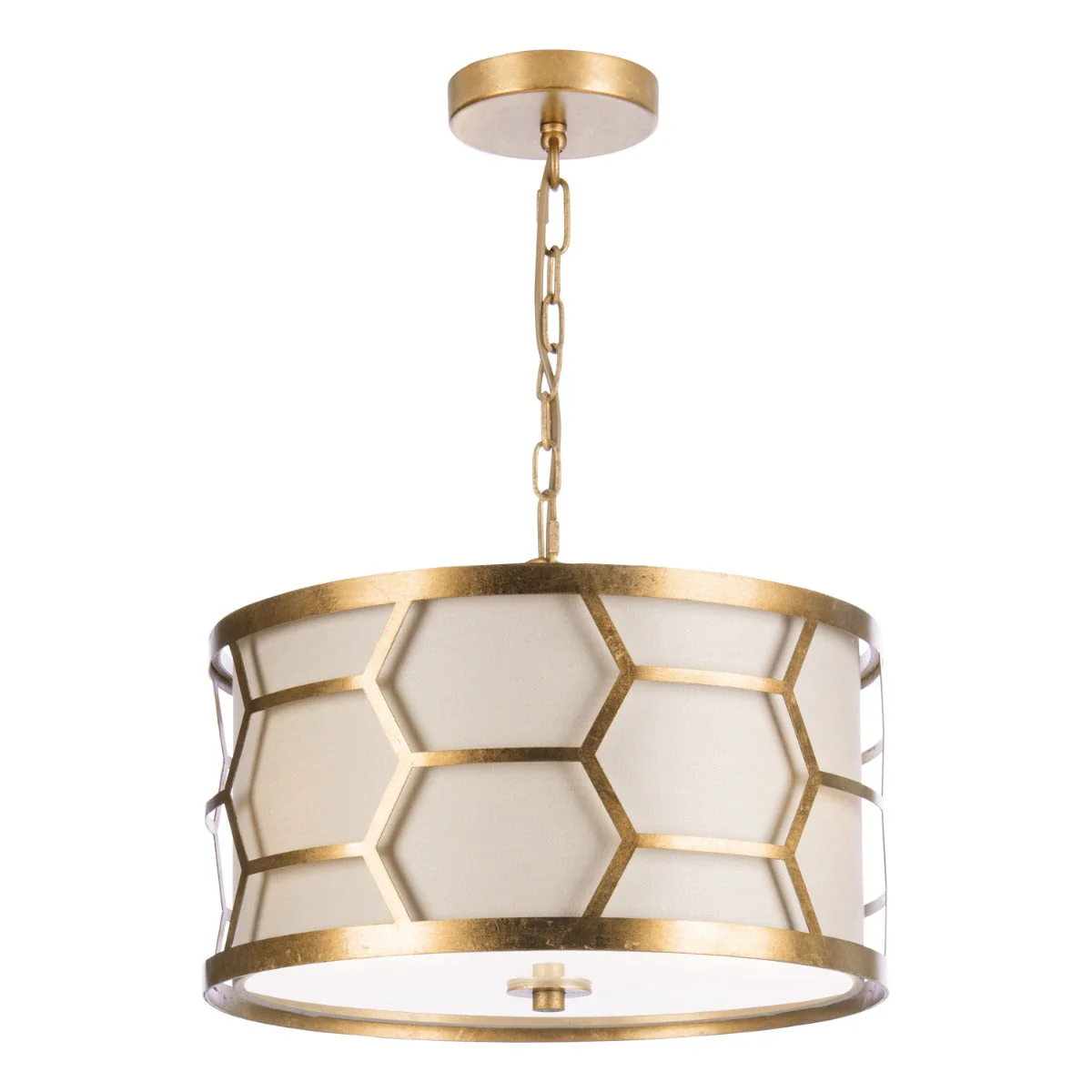 Arendal 3/4Lt Light Pendant Gold Leaf With Bespoke Shade