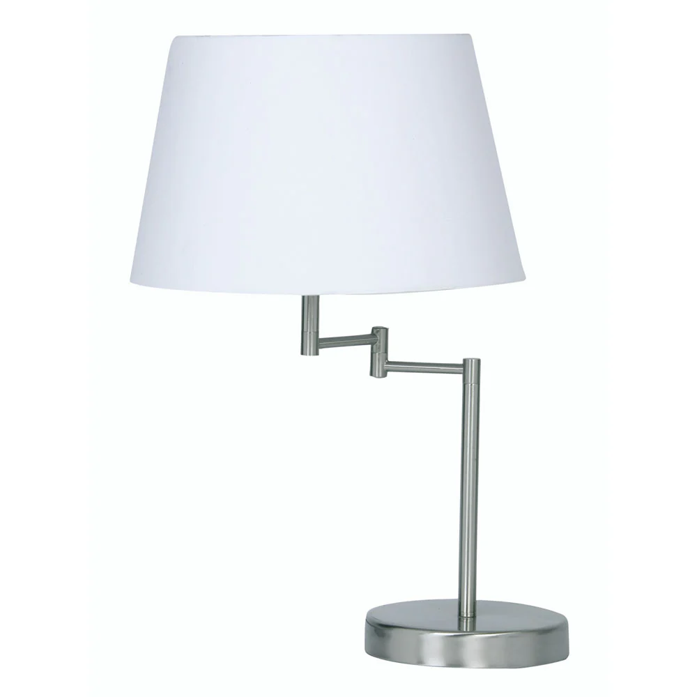 Armada Double Swing Arm Table Lamp- Satin Chrome  Finish