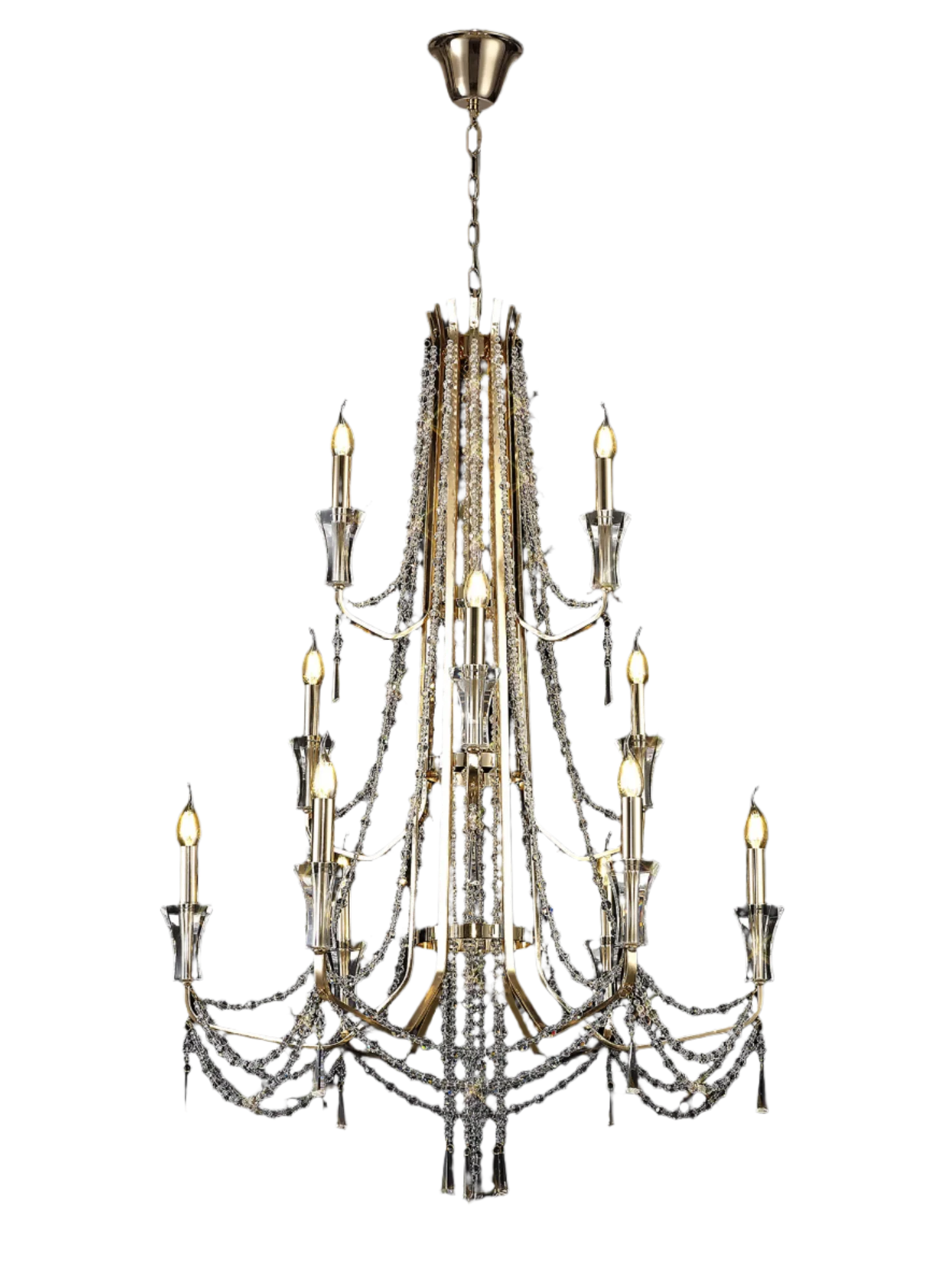 Armand 12/24Lt Crystal Chandelier - Chrome/Gold