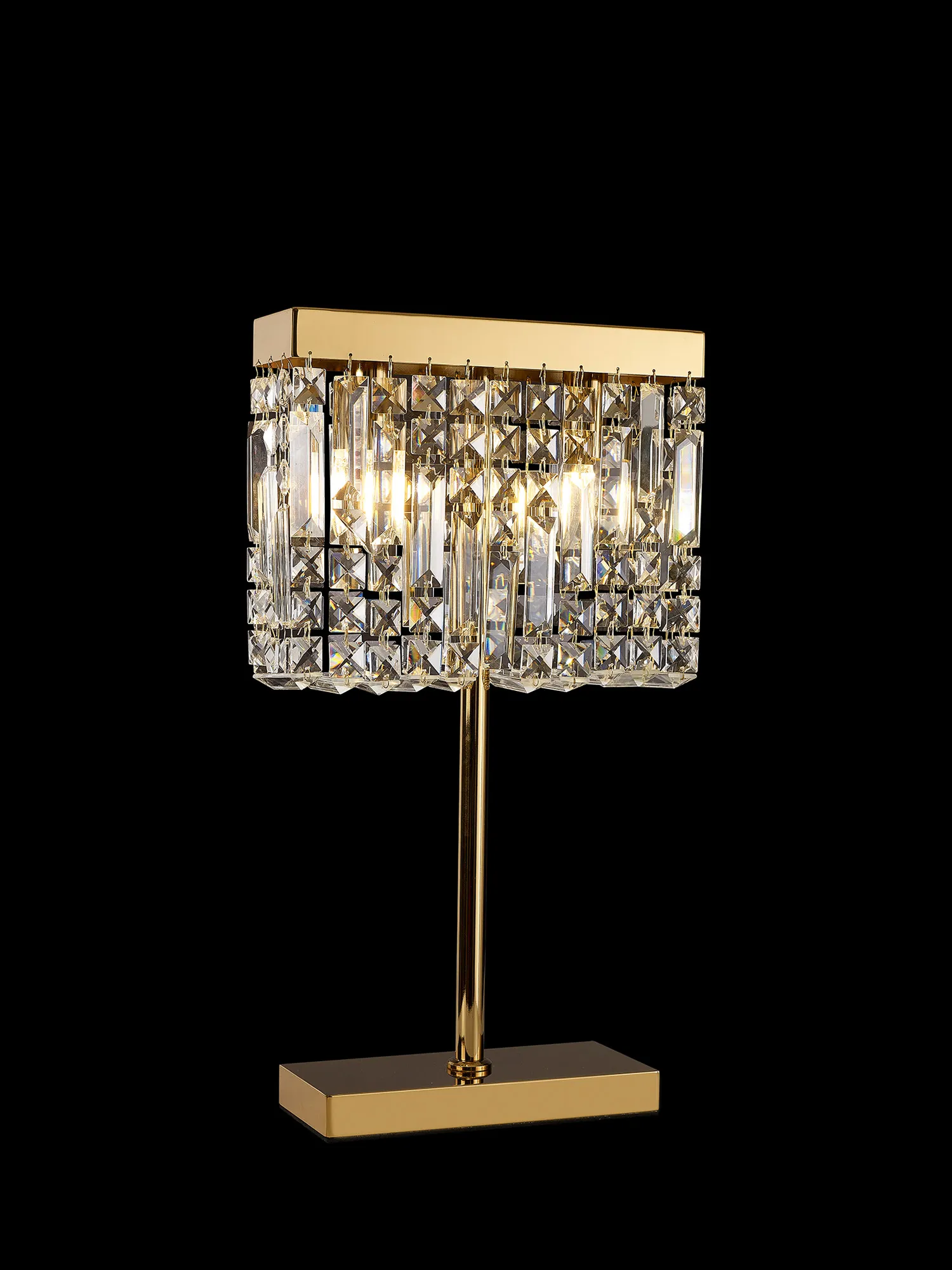 Ashby Rectangular Crystal Table Lamp E14, With Clear Crystal Strands- Polished Chrome/ Gold Finishes - Image 6