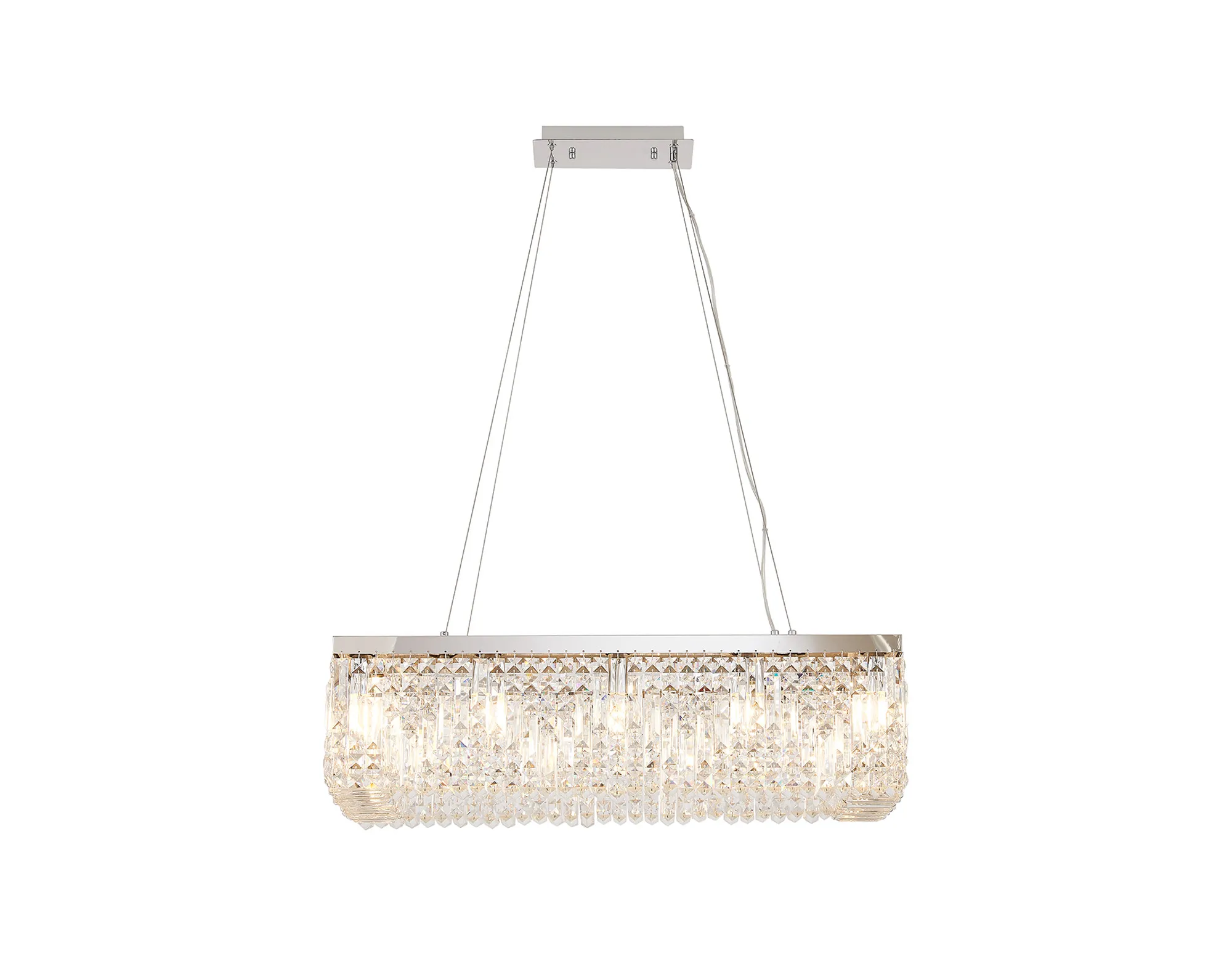 Ashby Rectangular Pendant Chandelier, 12/14 Light - Polished Chrome/ Gold Finishes