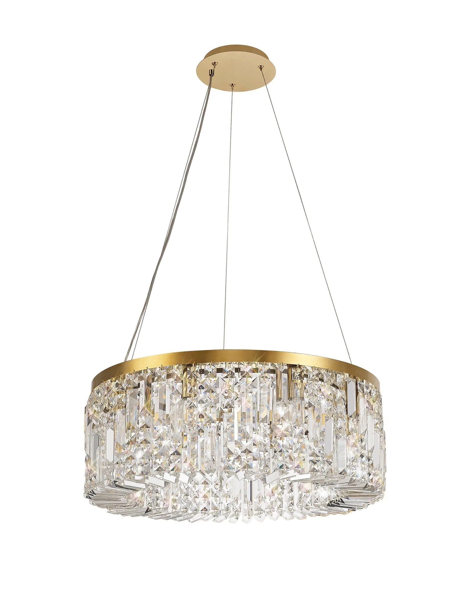 Ashby Small/Large Round Pendant Chandelier, 8 Light E14, Gold & Crystal/Polished Chrome & Crystal IP20