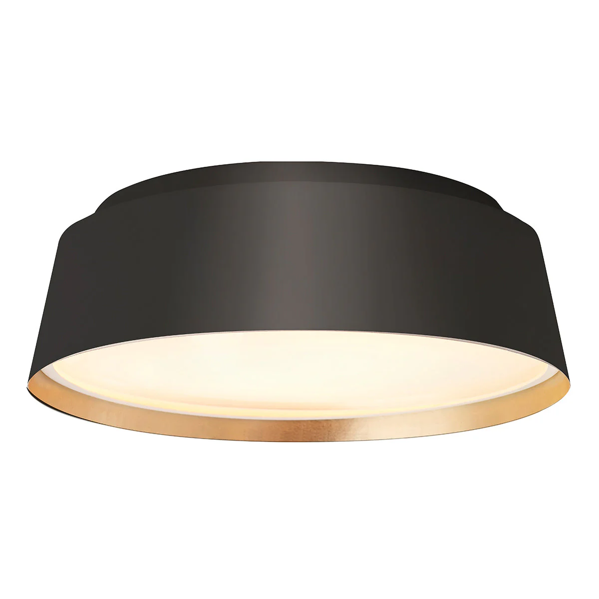 Asher 3 Light Flush Light - Midnight Black & Gold/Matte White & Gold