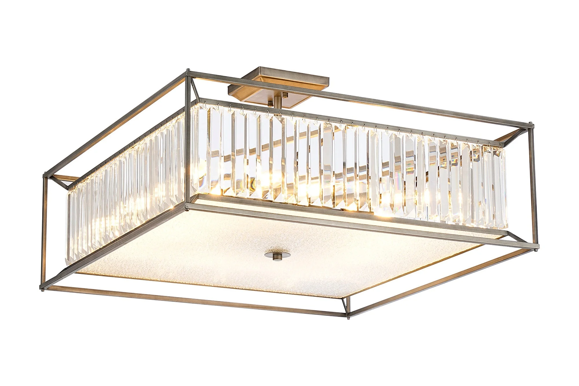 Attica Fixed Crystal Centre Ceiling Light/Semi Flush Light, 4/6/12Lt x E14, Pewter  &  Clear  &  Grain Glass - Image 22