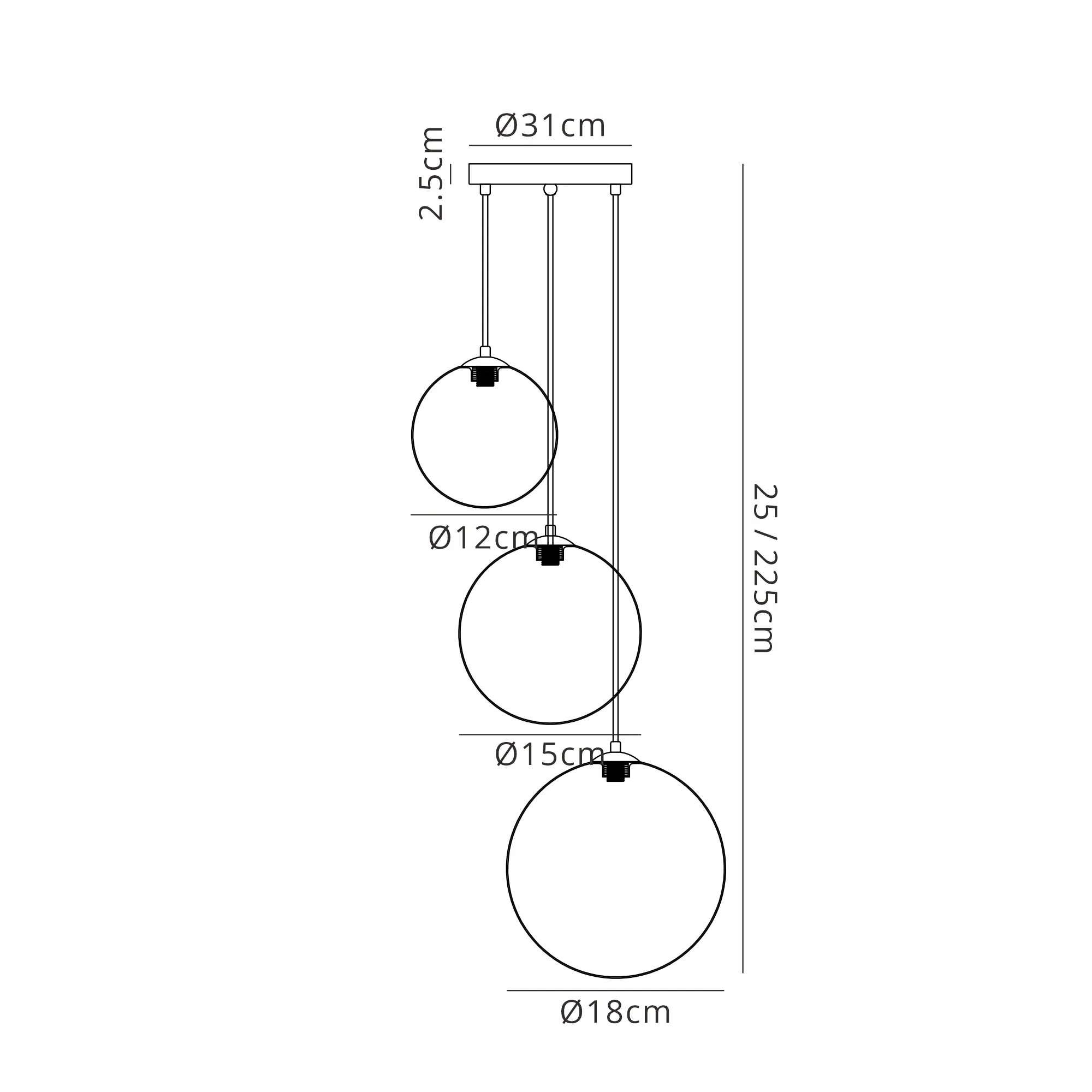 Seville 31cm Round Pendant, 3 x G9 - Image 25