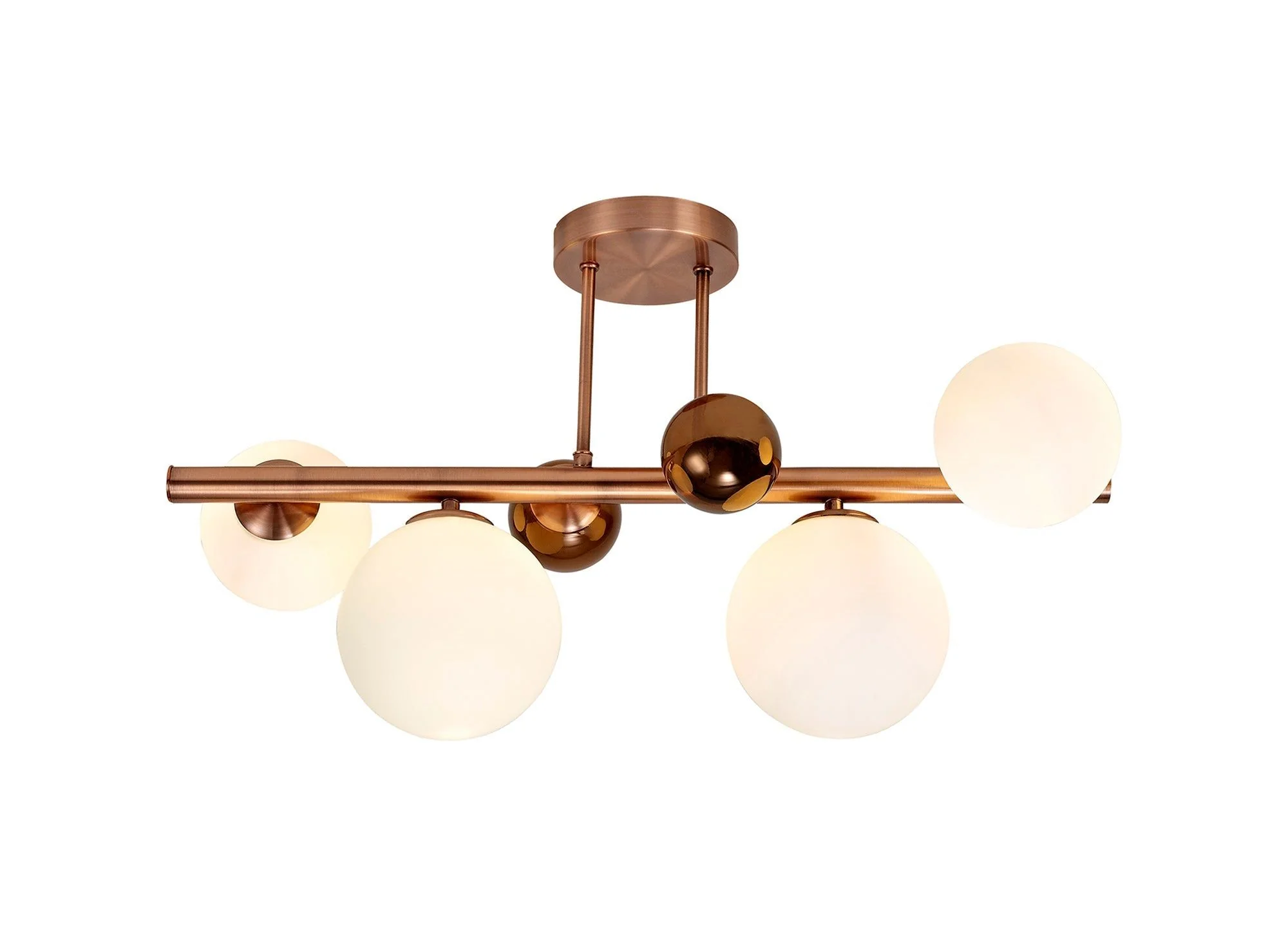 Seville Semi Flush 4lt Ceiling Light, Copper & Opal/Polished Chrome & Iridescent/Polished Chrome & Black, Smoked Glass