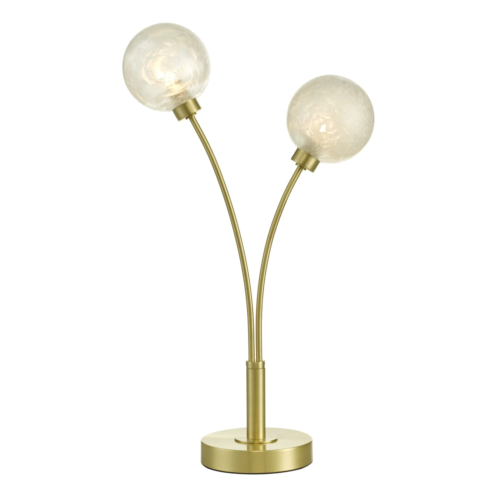 Avari 2 Light Table Lamp Satin Brass Glass  G9