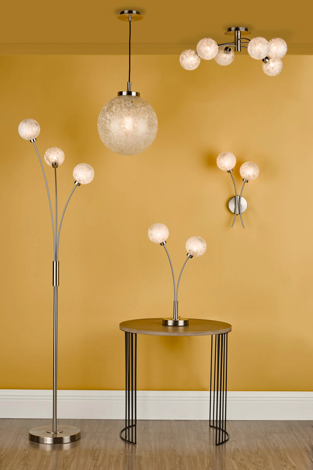 Avari 2 Light Table Lamp Satin Brass Glass  G9 - Image 9