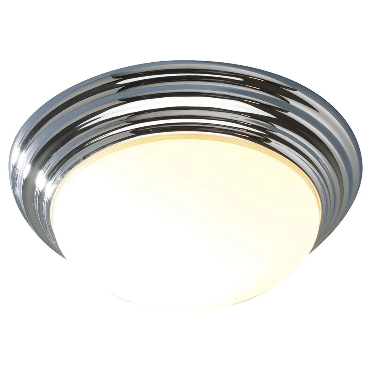 Barclay Small/Large Flush Ceiling Light - Polished Chrome/Antique Brass Opal Finish IP44