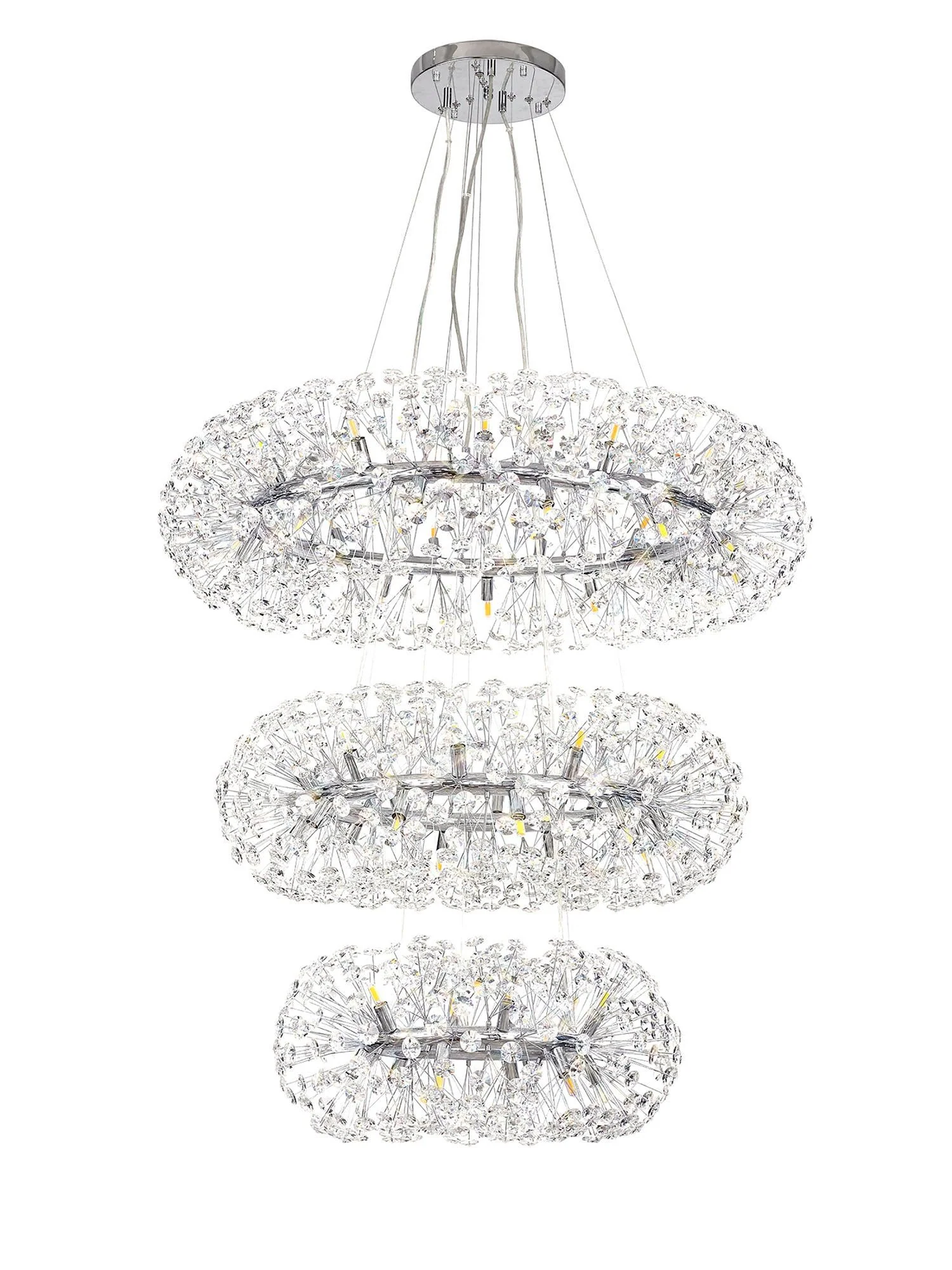 Bellagio 3 Tier Pendant 58 Light French Chrome/Gold/Crystal