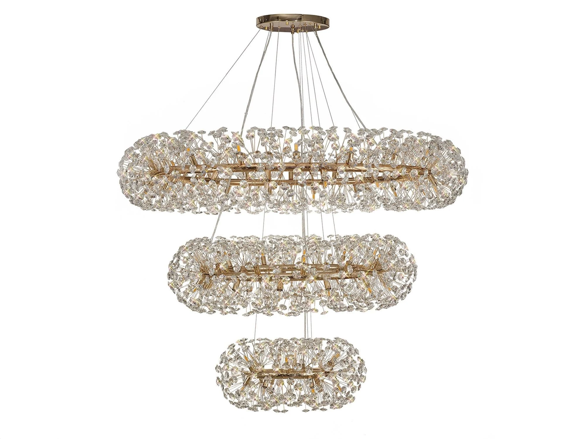 Bellagio Tier Pendant 74 Light French Gold/Crystal, Polished Chrome/Crystal