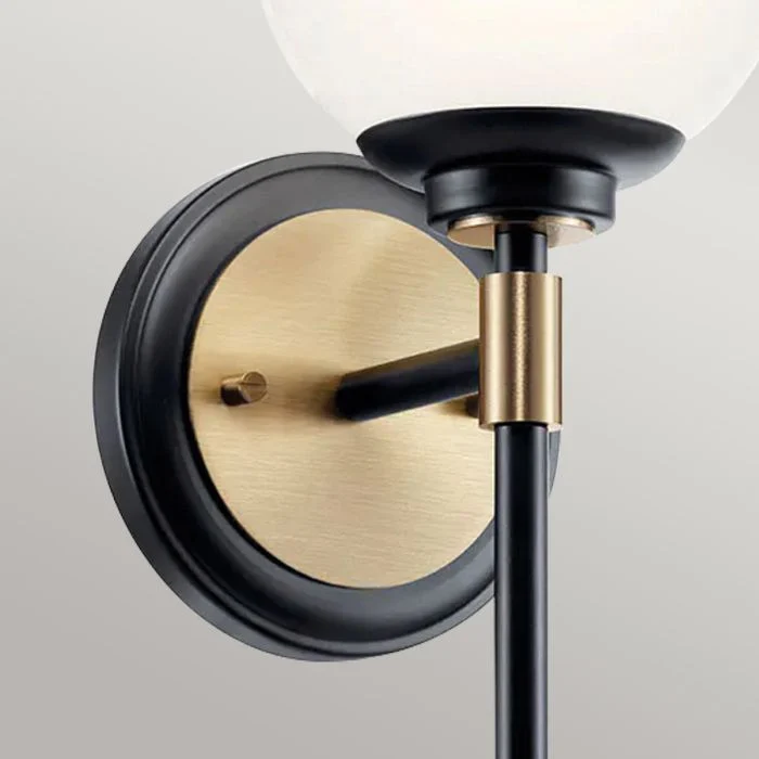 Benno 2 Lt Wall Light - Black & Champagne Bronze - Image 5