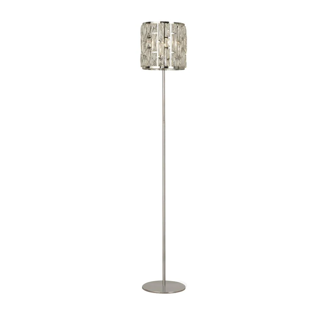 Bijou Floor Lamp - Antique Brass Metal/Chrome Metal & Champagne Glass E27 - Image 5