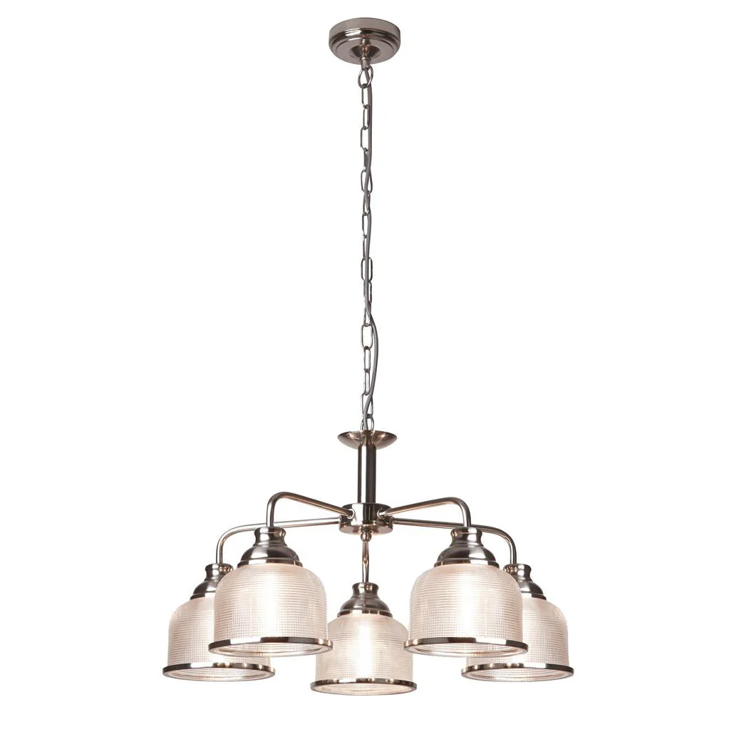 Bistro 5Lt Multi-Arm Pendant - Satin Silver/Antique Brass Finish - Image 14