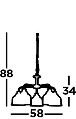 Bistro 5Lt Multi-Arm Pendant - Satin Silver/Antique Brass Finish - Image 8