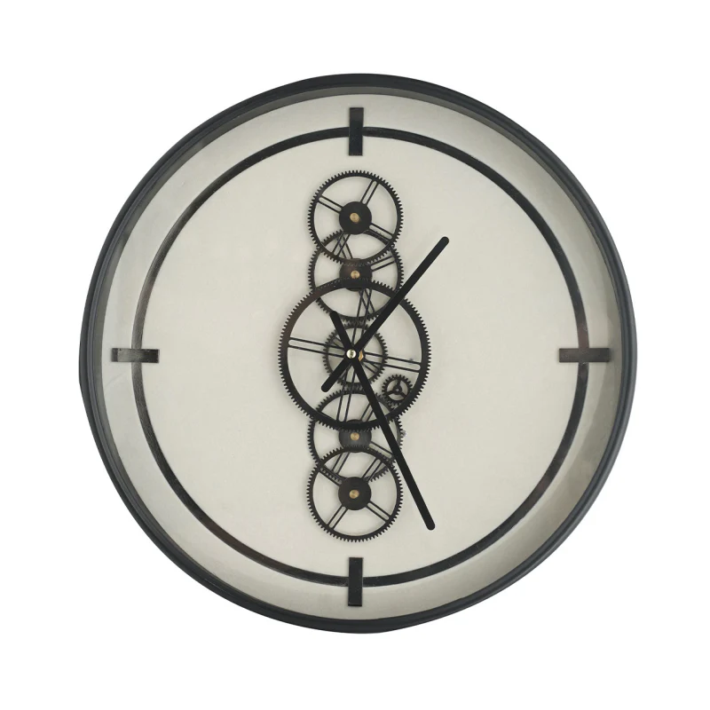 Gears Wall Clock - Black & White 46cm