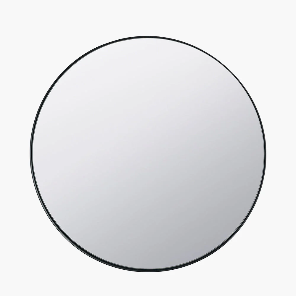 Black Metal Slim Frame Round Wall Mirror - Various Sizes - Image 9