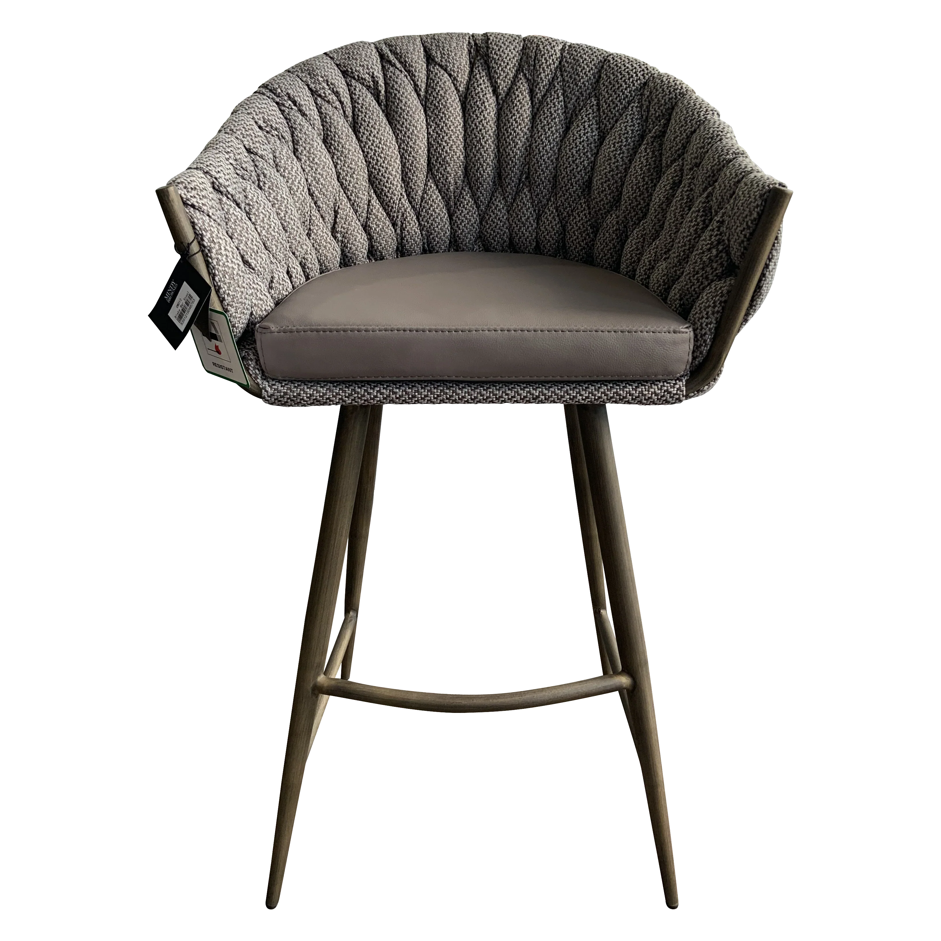 Blake Bar Stool - Brown & Grey/ Aquamarine & Black Finish