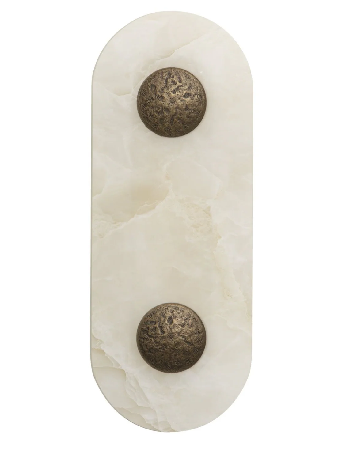 Boca Oval LED Wall Light-  Alabaster Glass and Antique Brass - Image 2