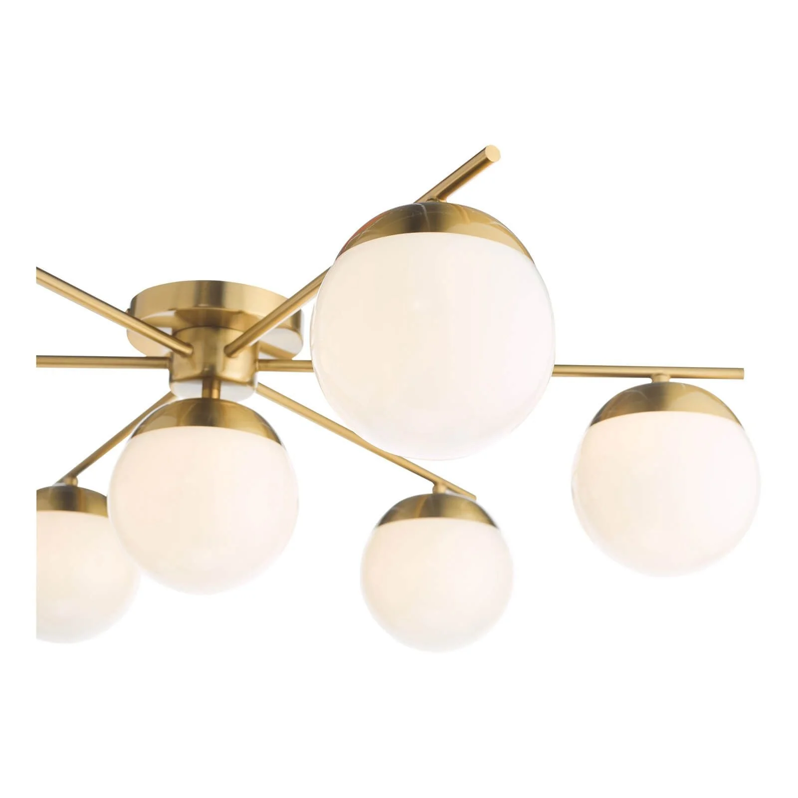 Bombazine 7Lt Semi-Flush Light, Natural Brass & White Opal Glass - Image 5