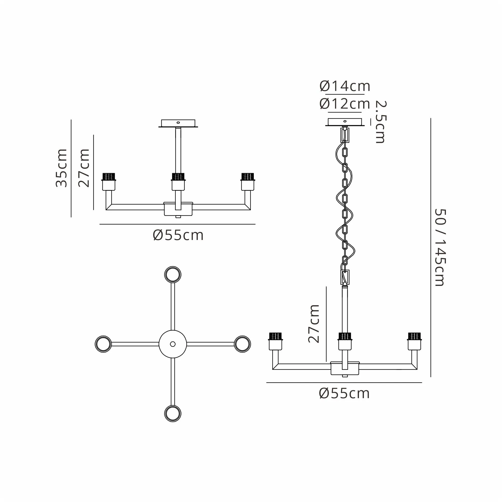 Braxton Adjustable Multi Arm Pendant/Semi Ceiling (FRAME ONLY) - Image 31