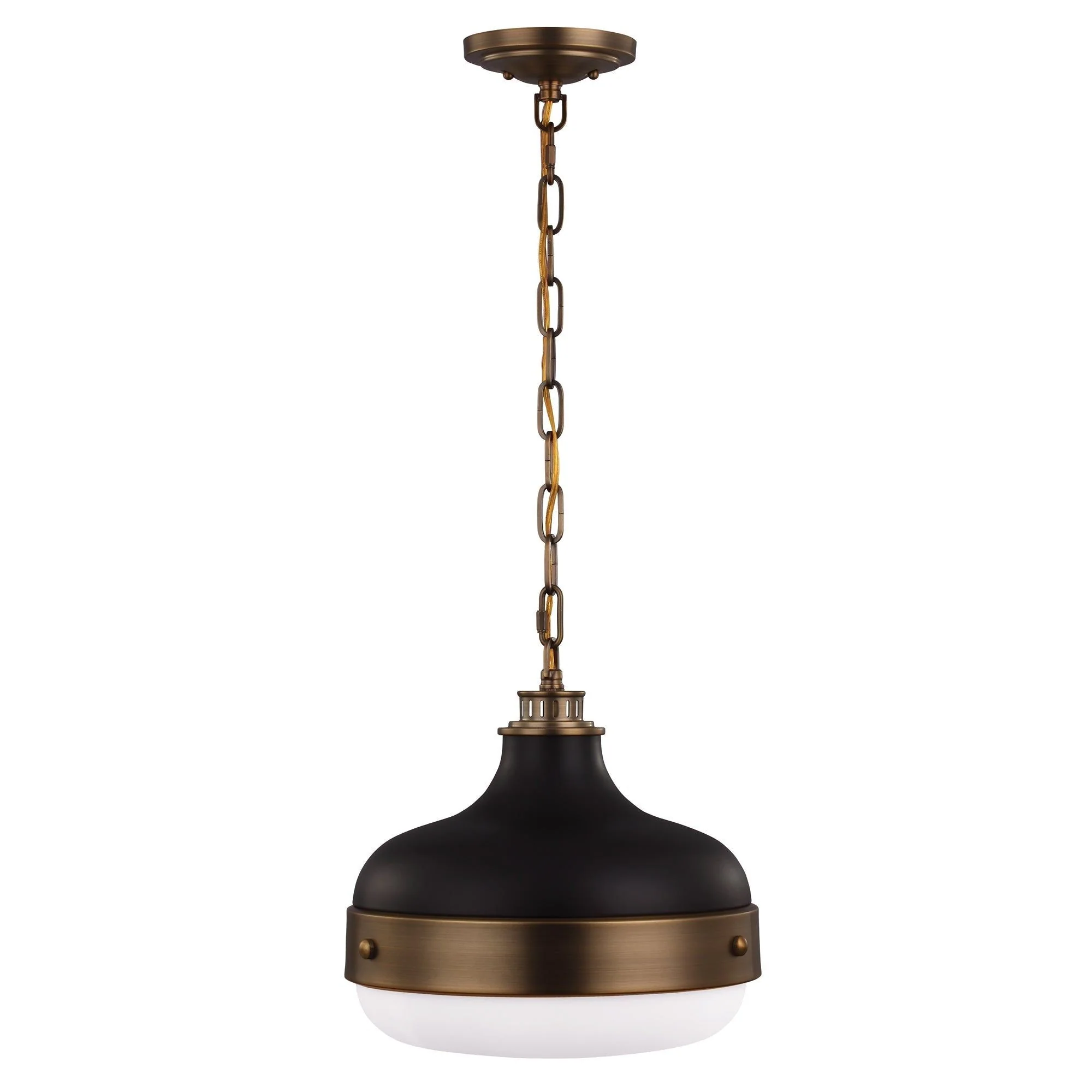 Cadence 1/2Lt Pendant Ceiling Light - Dark Antique Brass & Matte Black/Polished Nickel & Brushed Steel Finish - Image 2