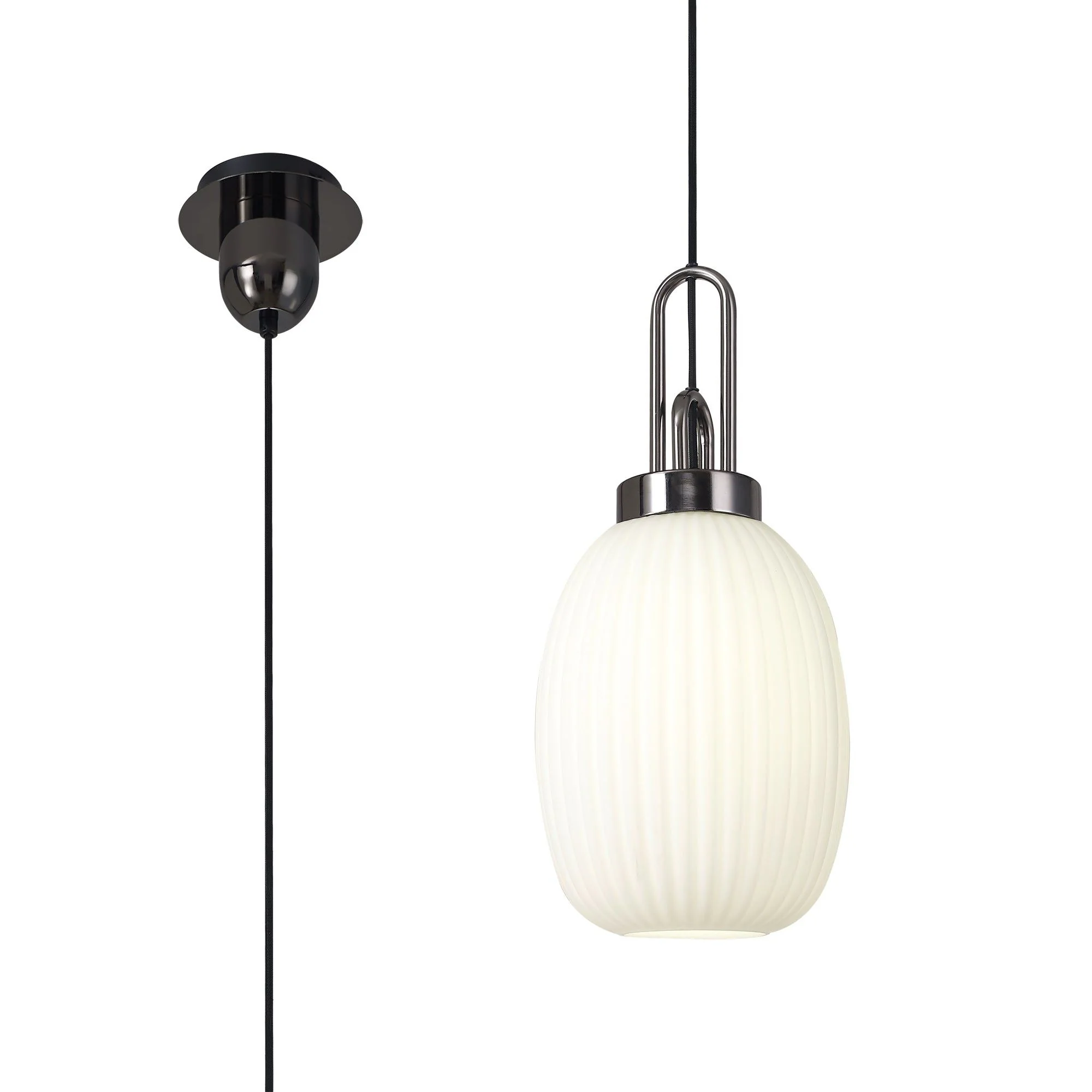 Cadiz 1 Light Pendant With 20cm Almond Ribbed Glass - Various Colour Range - Image 17
