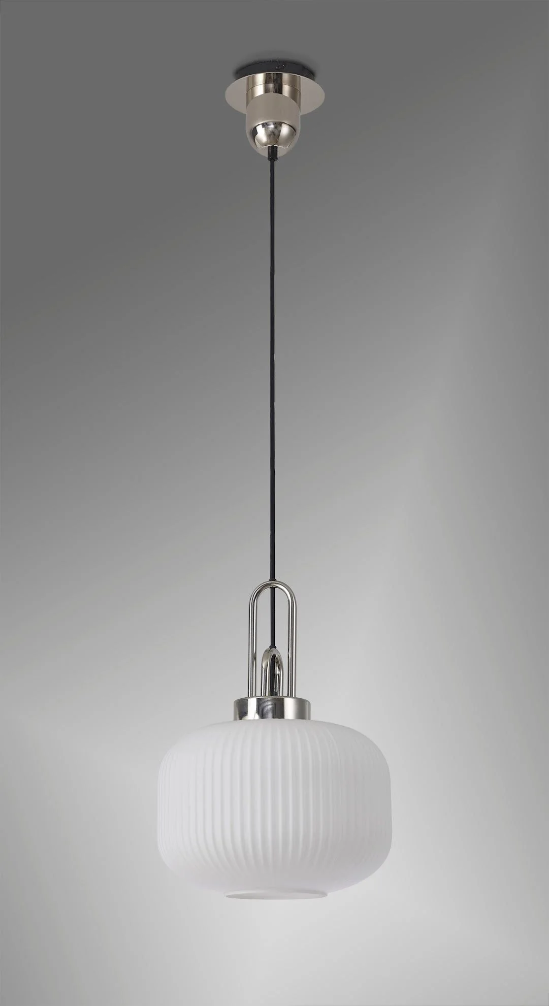 Cadiz 1 Light Pendant With 30cm Pumpkin Shaped Ribbed Glass -  Various Colour Range - Image 2