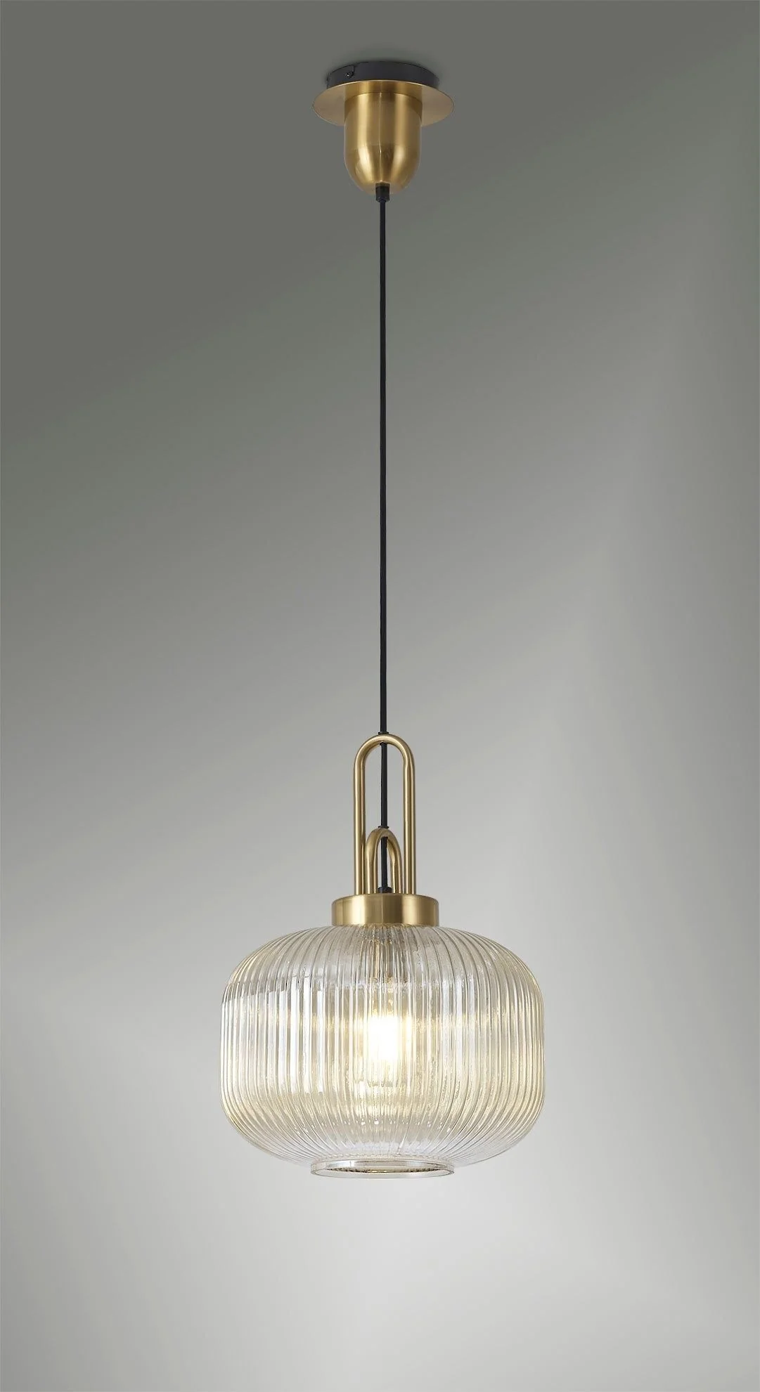 Cadiz 1 Light Pendant With 30cm Pumpkin Shaped Ribbed Glass -  Various Colour Range - Image 36