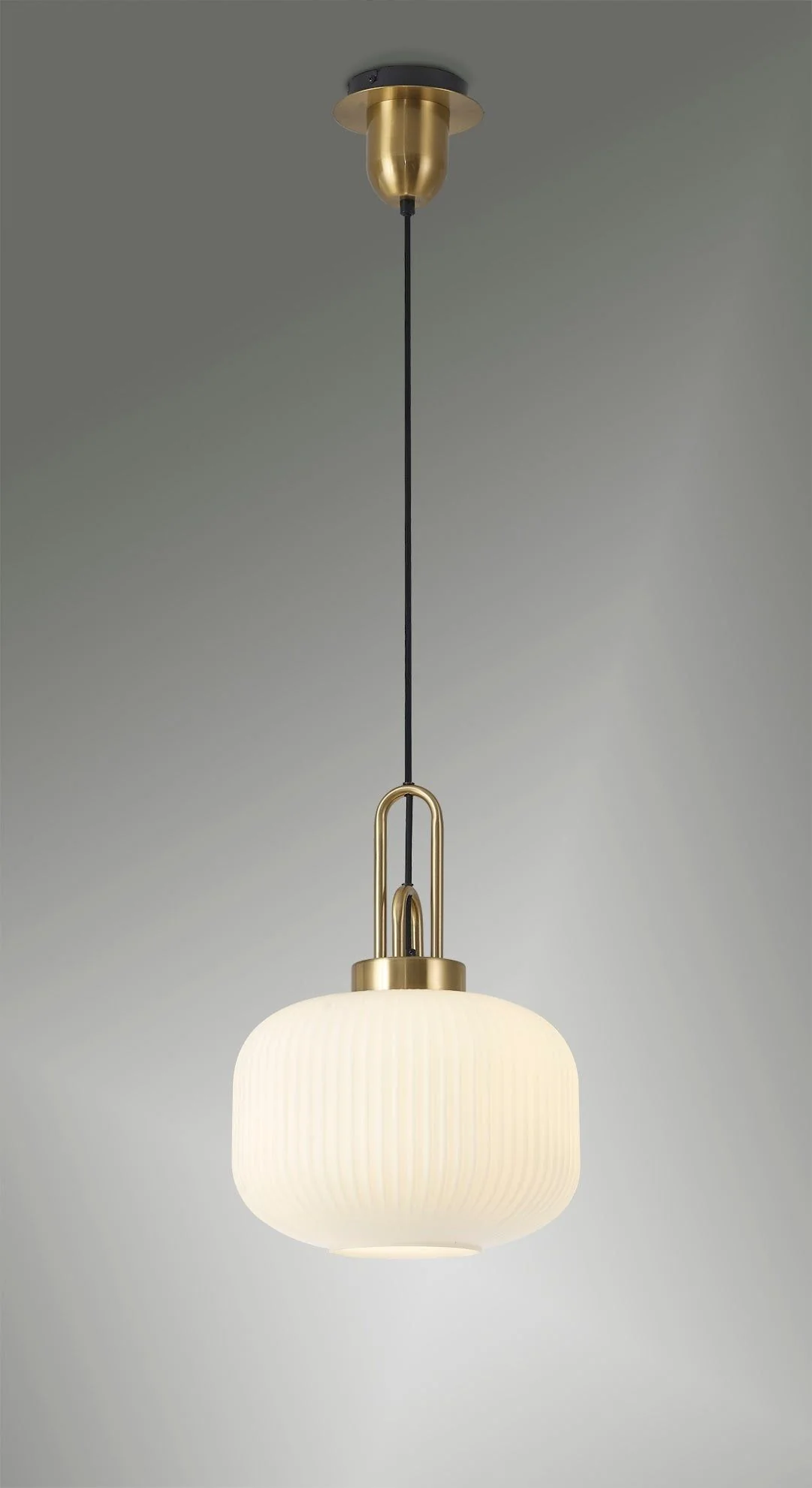Cadiz 1 Light Pendant With 30cm Pumpkin Shaped Ribbed Glass -  Various Colour Range - Image 38