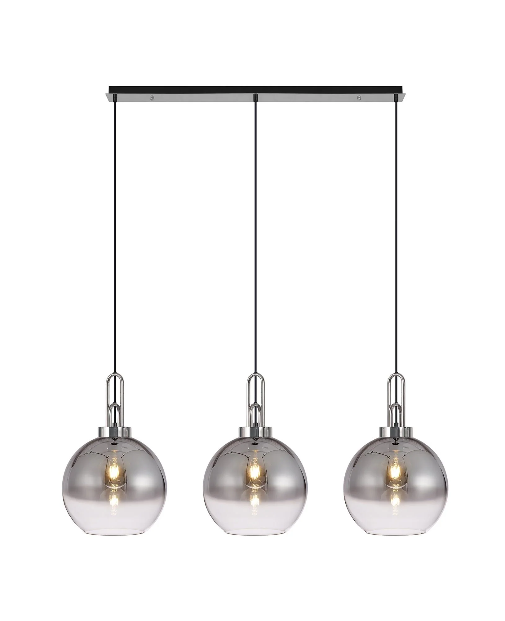 Cadiz 3L Kitchen/Island Ceiling Light E27 With Polished Nickel & Matt Black With Various Glass Shade Colours IP20
