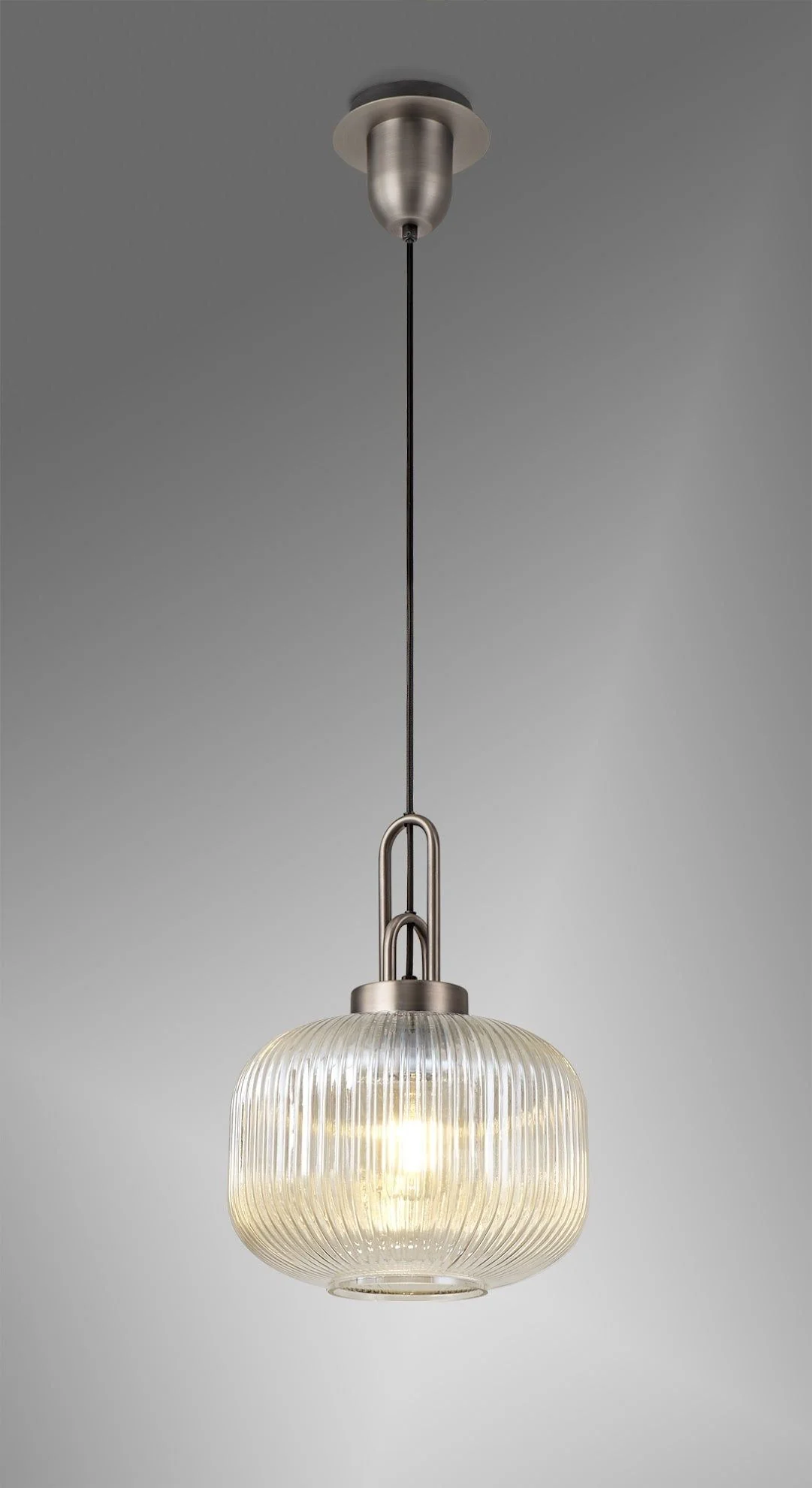 Cadiz Pendant With 30cm Pumpkin Shaped Ribbed Glass - Promotional Offer - Image 2