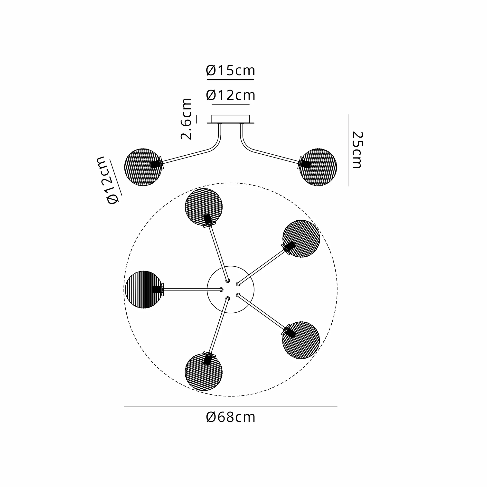 Caledon Semi Flush Light, 5 Light - Various Finishes - Image 36