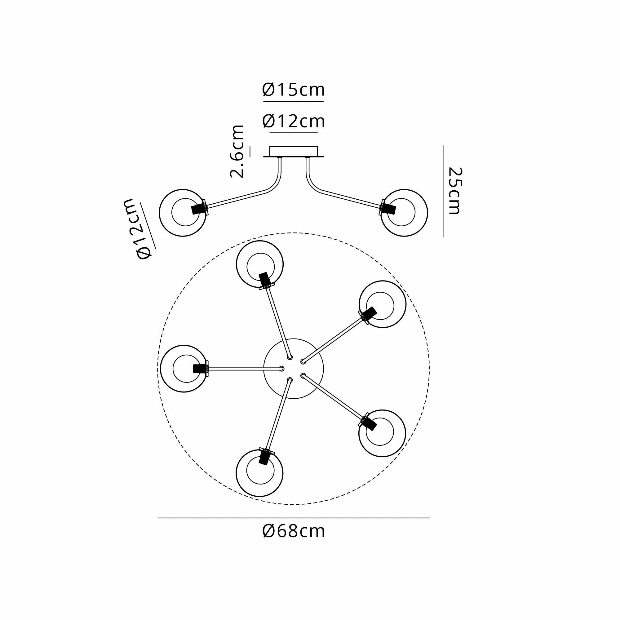 Caledon Semi Flush Light, 5 Light - Various Finishes - Image 38
