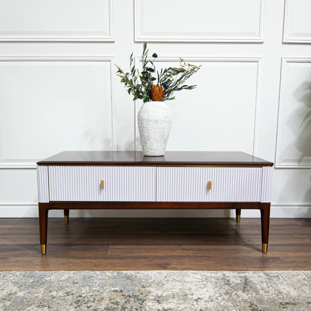 Carden Coffee Table - Gold, Brown & White - Image 2