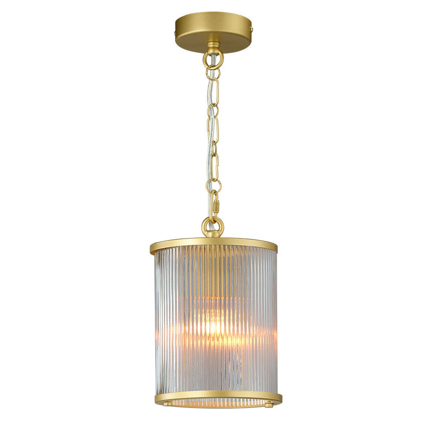 CARTER RIBBON GLASS PENDANT - Matt Black/ Painted Gold