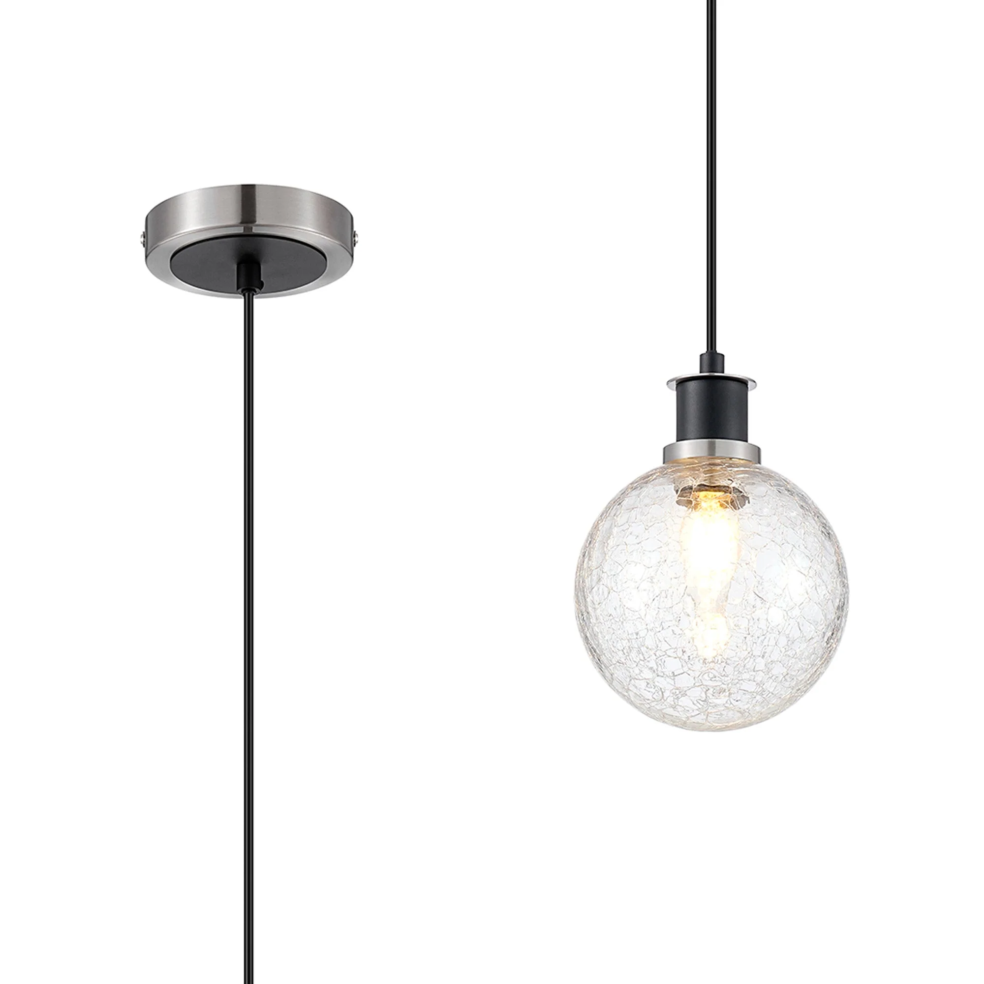 Cassie 1.3m Pendant, 1 Light E14 With 15cm Glass Shade Brass/Satin Nickel Finish - Image 19