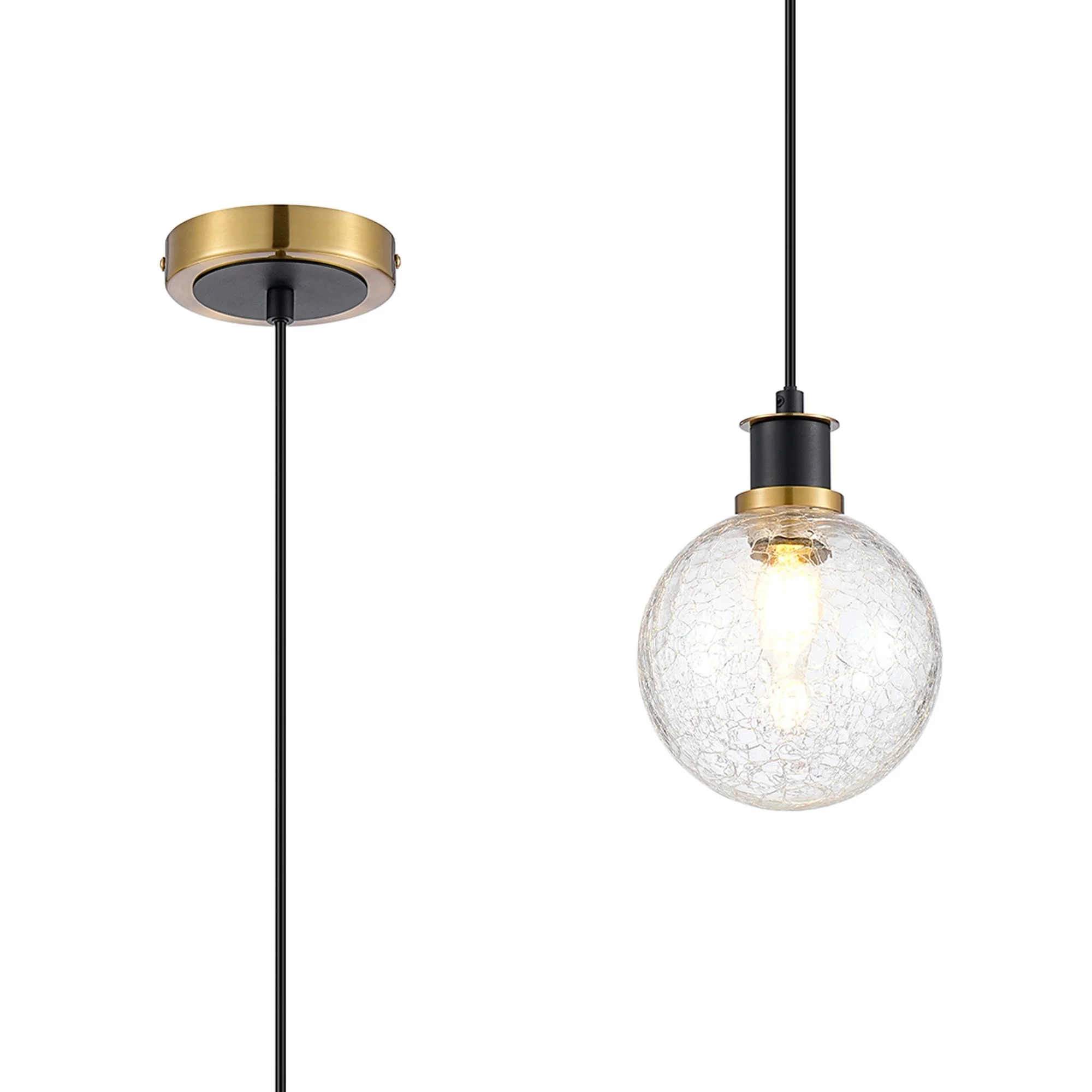 Cassie 1.3m Pendant, 1 Light E14 With 15cm Glass Shade Brass/Satin Nickel Finish - Image 7