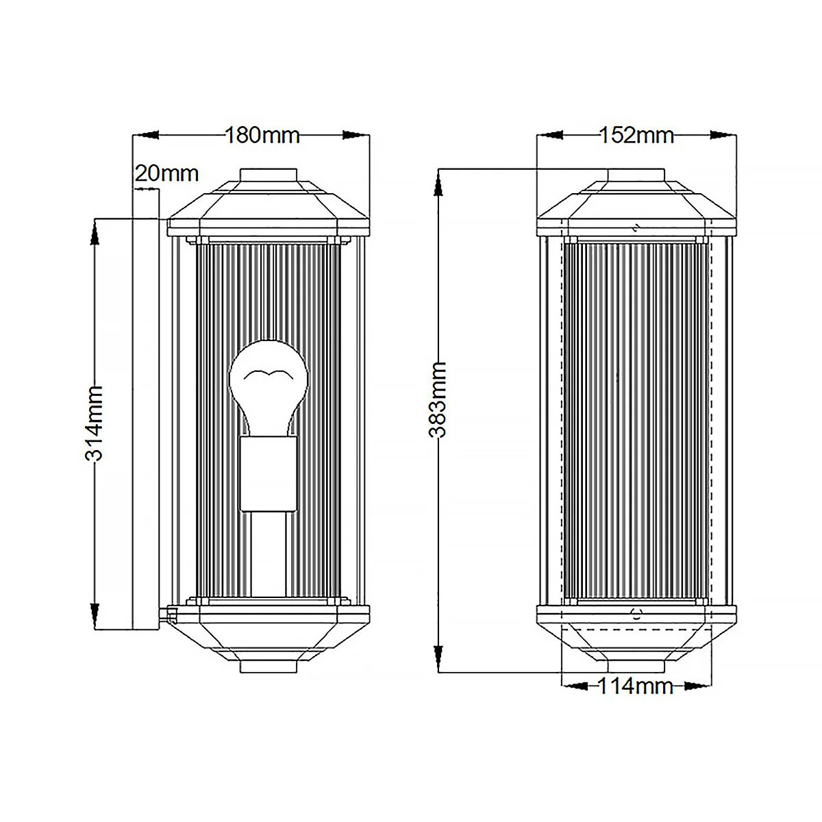 Castelle 1 Light Small/Medium Wall Lantern - BlackBronze E27 IP44 - Image 20